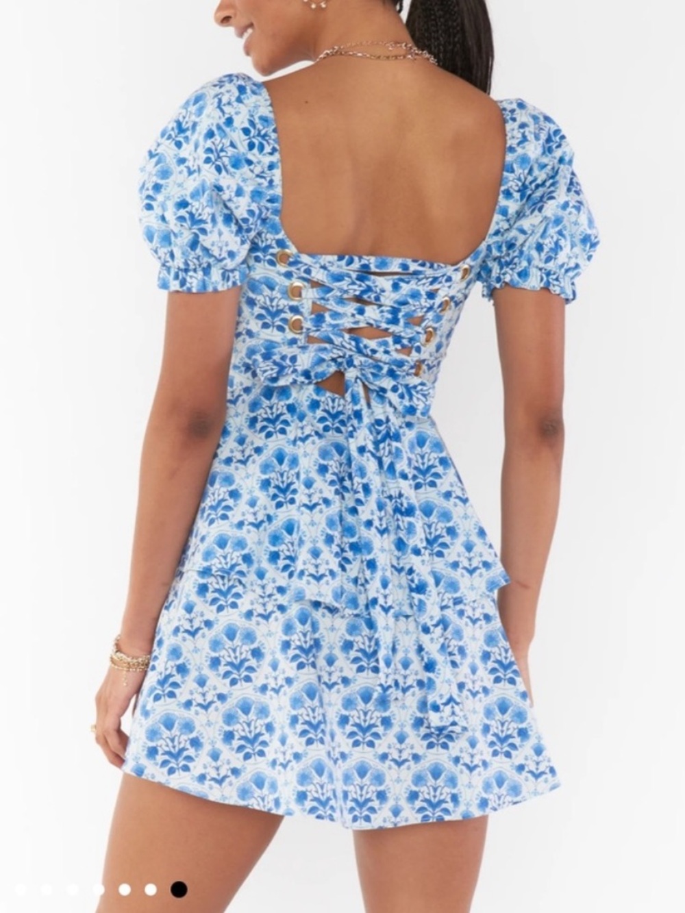 show me your mumu Margaux mini dress blue flotsam size small